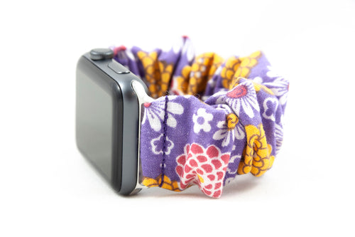 Purple Dahlia / Daisy Apple Watch Scrunchie Band - 38mm 42mm / 40mm 44mm Series 1 - 6 & SE