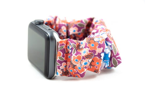 Floral Apple Watch Scrunchie Band - 38mm 42mm / 40mm 44mm Series 1 - 6 & SE