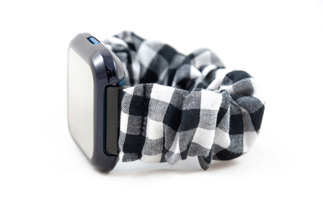 B&W Gingham Scrunchie Fitbit Watch Band