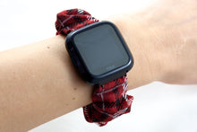 Load image into Gallery viewer, Red Plaid Scrunchie Fitbit Watch Band
