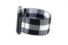 Load image into Gallery viewer, B&amp;W Plaid Elastic Fitbit Watch Band
