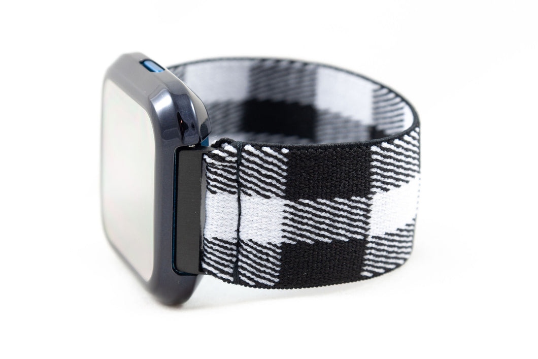 B&W Plaid Elastic Fitbit Watch Band