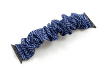 Load image into Gallery viewer, Navy Blue Diamond Pattern Apple Watch Scrunchie Band
