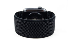 Load image into Gallery viewer, Wide Black Elastic Apple Watch Band
