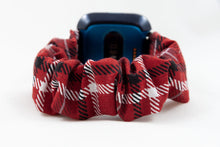Load image into Gallery viewer, Red Plaid Scrunchie Fitbit Watch Band
