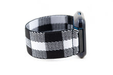 Load image into Gallery viewer, B&amp;W Plaid Elastic Fitbit Watch Band

