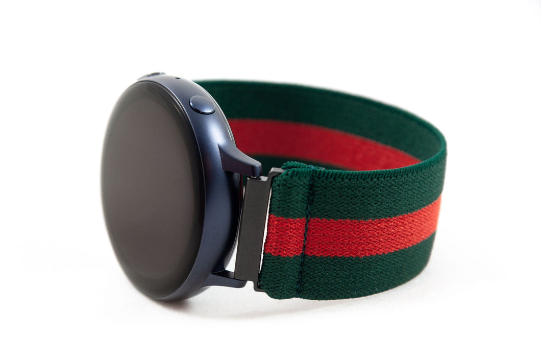 Green & Red Stripe Elastic Samsung Watch Band